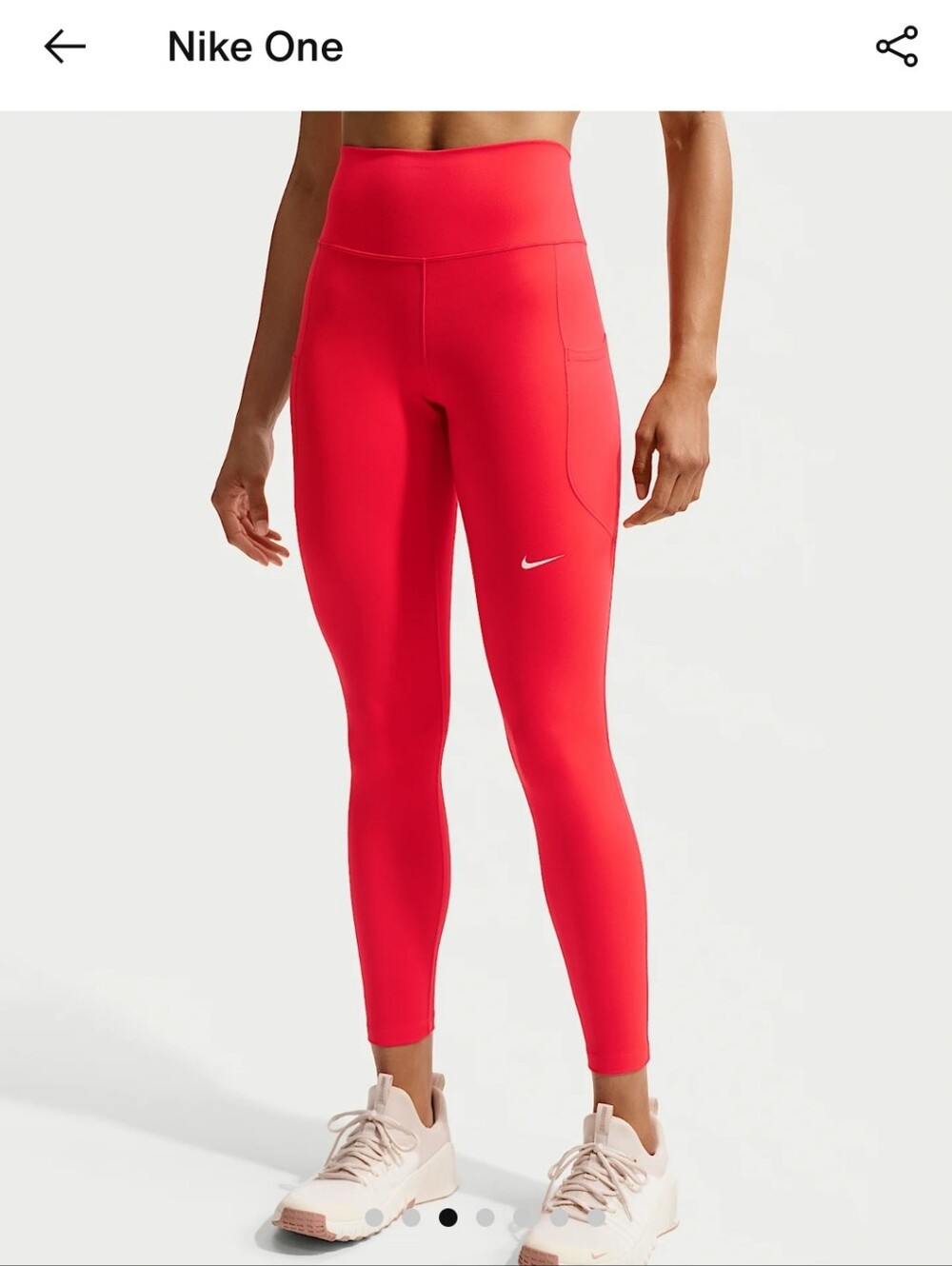 Nike One Red 7/8 High Waisted Leggings with Pockets